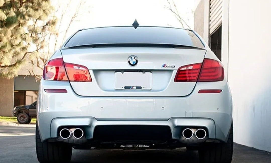 Eleron lip spoiler codita tuning sport portbagaj BMW Seria 5 F10 M Performance look negru lucios