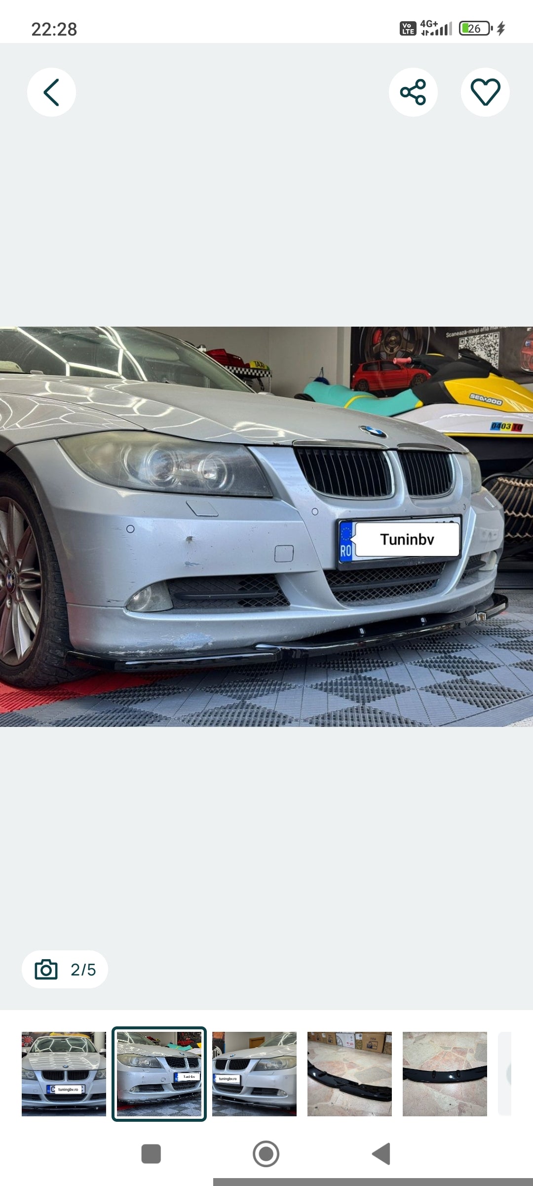 Lip spoiler prelungire bară față BMW E90 Non-Facelift – bară normală