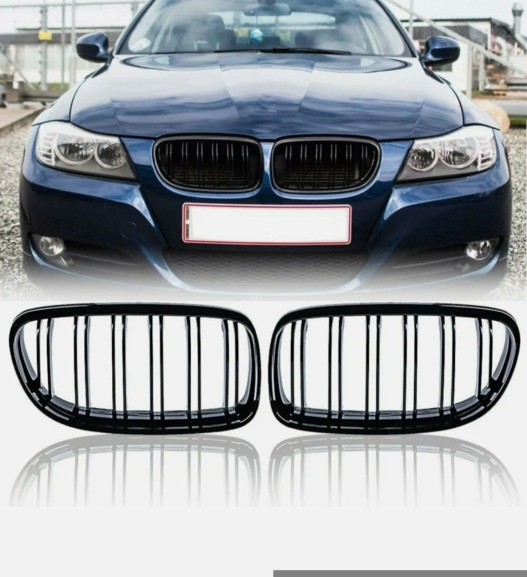 Grila dubla grilaj nari BMW Seria 3 E90 E91 FL facelift negru