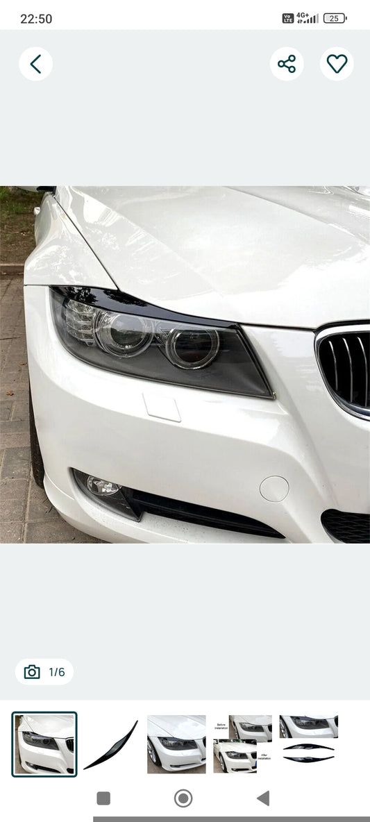 Ornamente / Pleoape Faruri BMW E90 Non-Facelift – Negru Lucios